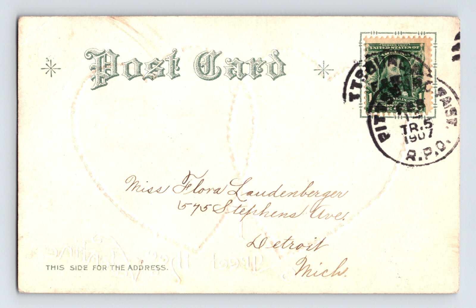 Postcard Happy Valentine’s Day Cut Little Girls 1907 Posted Undivided Back