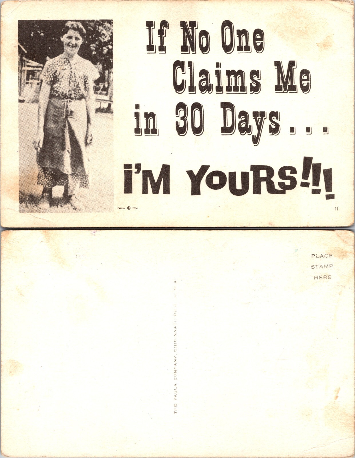 If No One Claims Me in 30 Days Humorous Woman Postcard