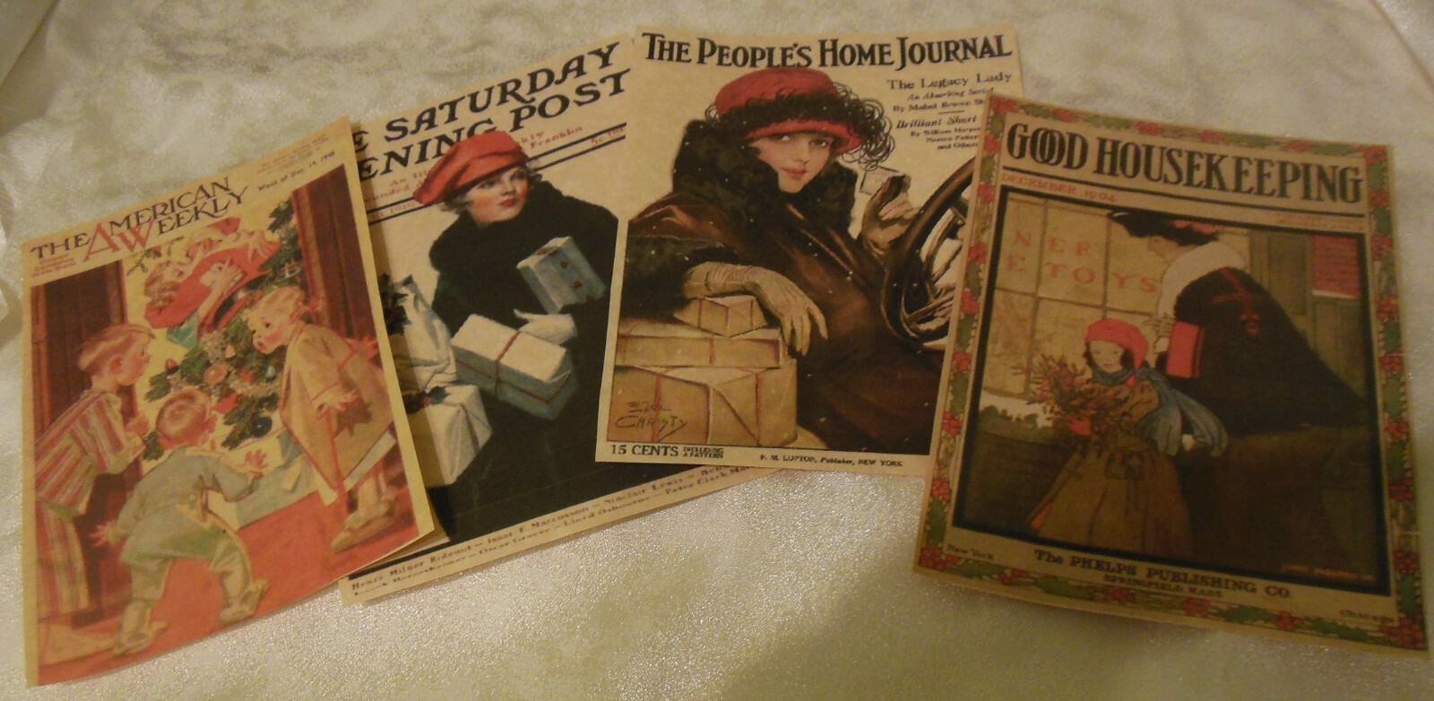 Set of 16 LARGE Vintage/Victorian Xmas Magazine Cover Images 1900’s to 1940’s