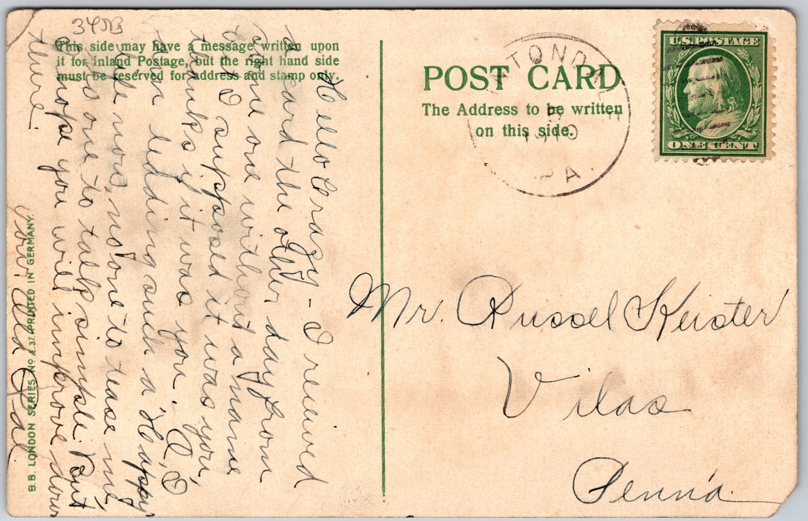 1910 To Wish You Luck Cigarette Smoke Magnet Notes Table Good Luck Posted Posted