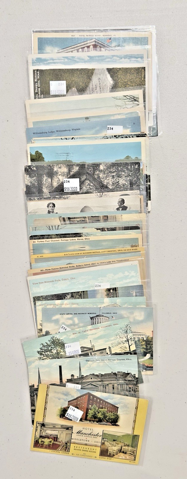 Lot Of 50 Vintage Postcards Ohio and Virginia Some In Protective Sleeves