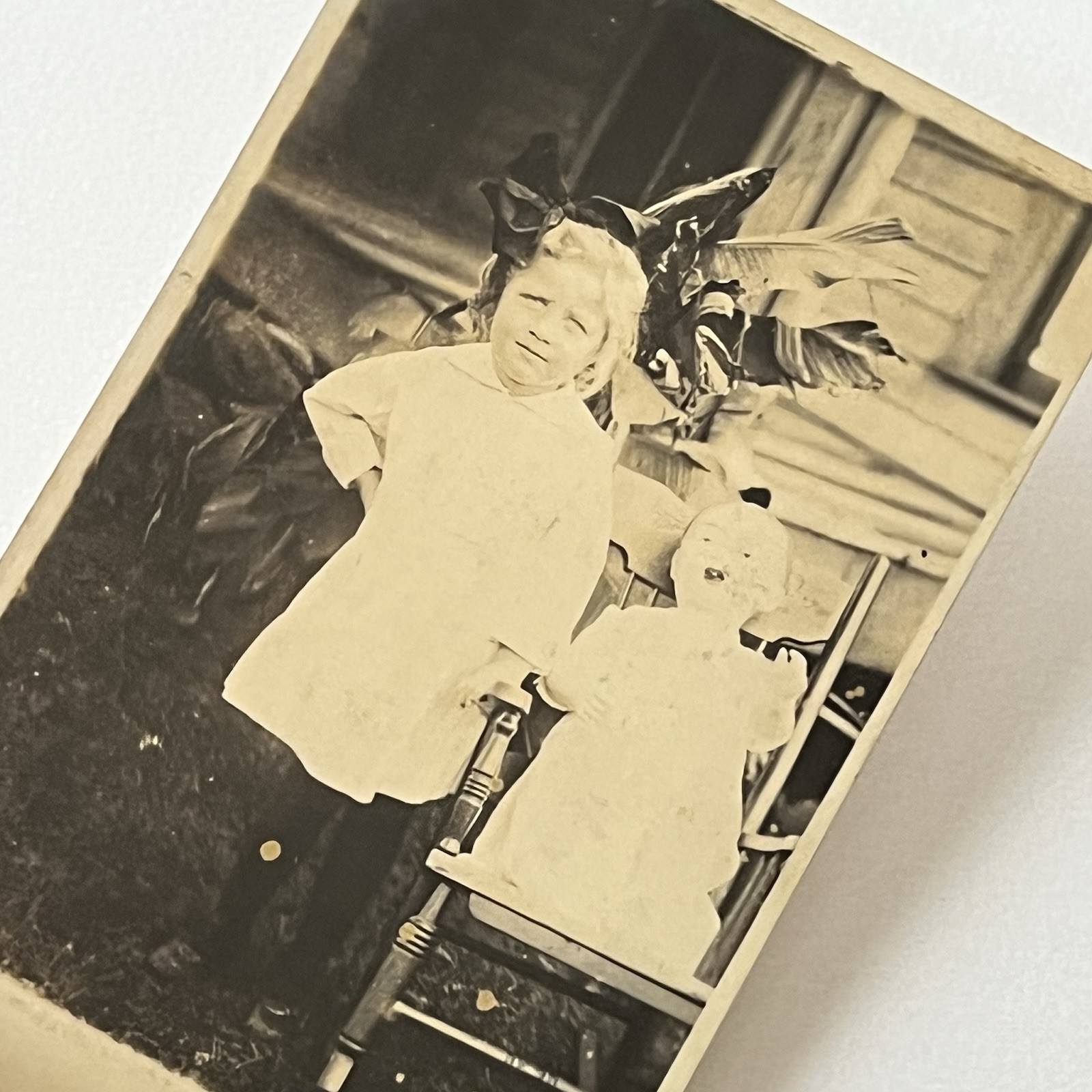 Antique RPPC Real Photograph Postcard Adorable Girl Creepy Weird Spooky Doll