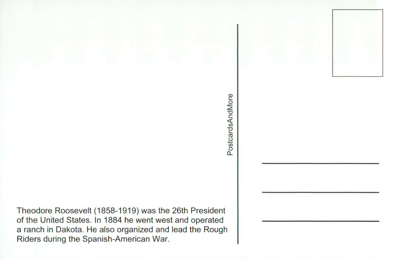Theodore Roosevelt, President of the United States, Eye Glasses & Hat – Postcard