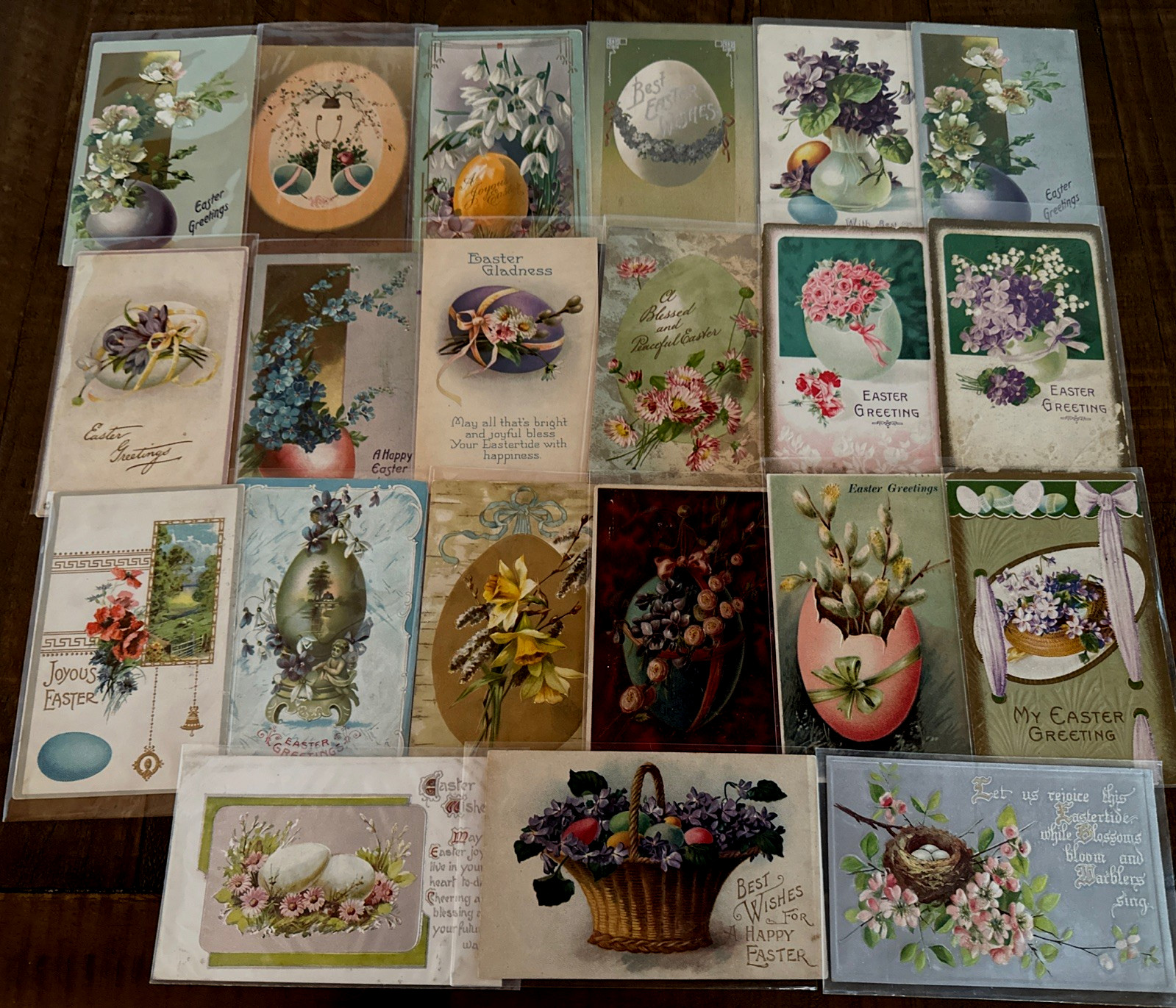 LOT of 20~Vintage Antique~Easter POSTCARDS with EASTER EGGS & Flowers-eggs-r861