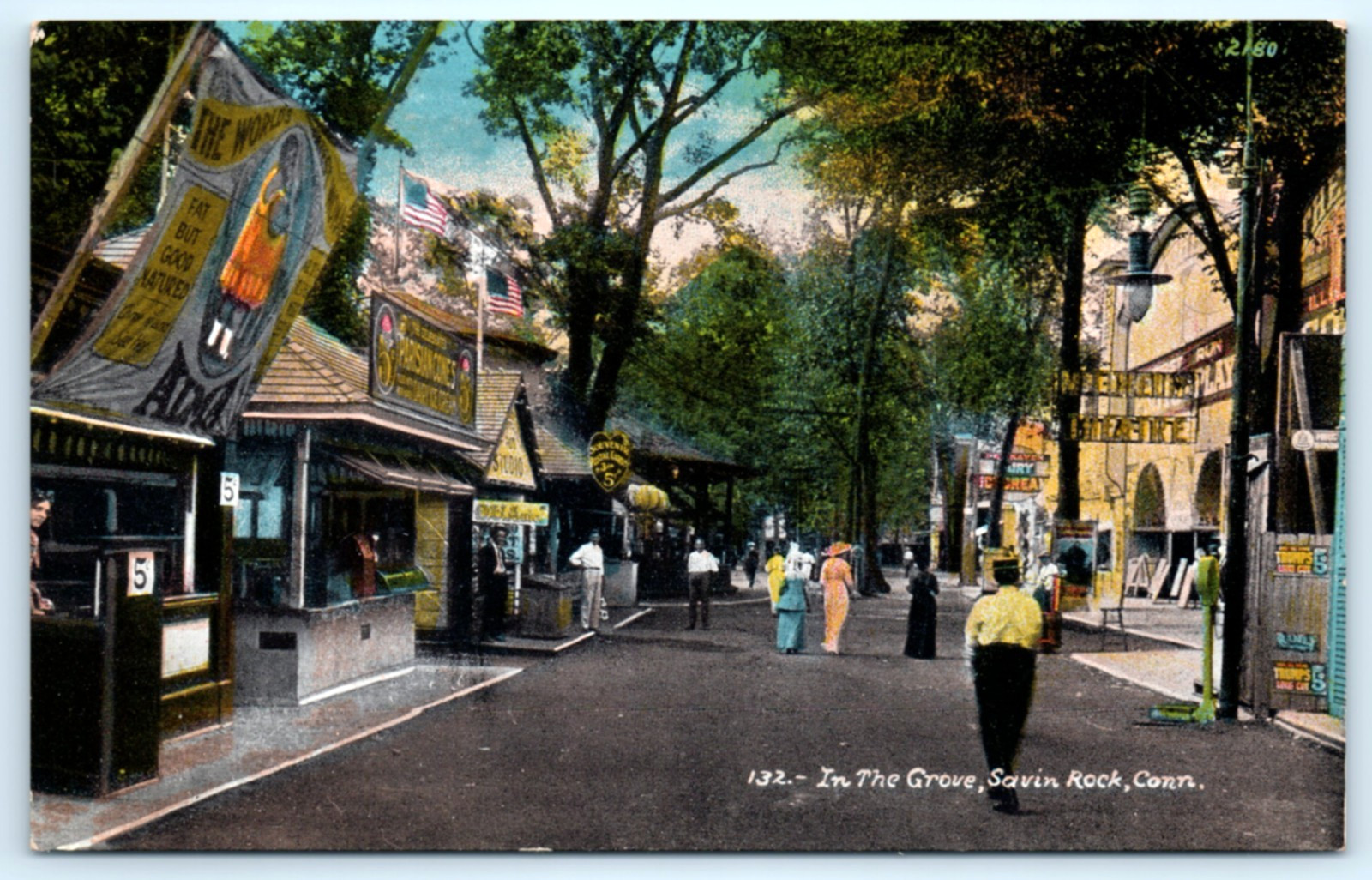 Savin Rock CT Sideshow Fat Lady Grove Amusement Park West Haven Postcard