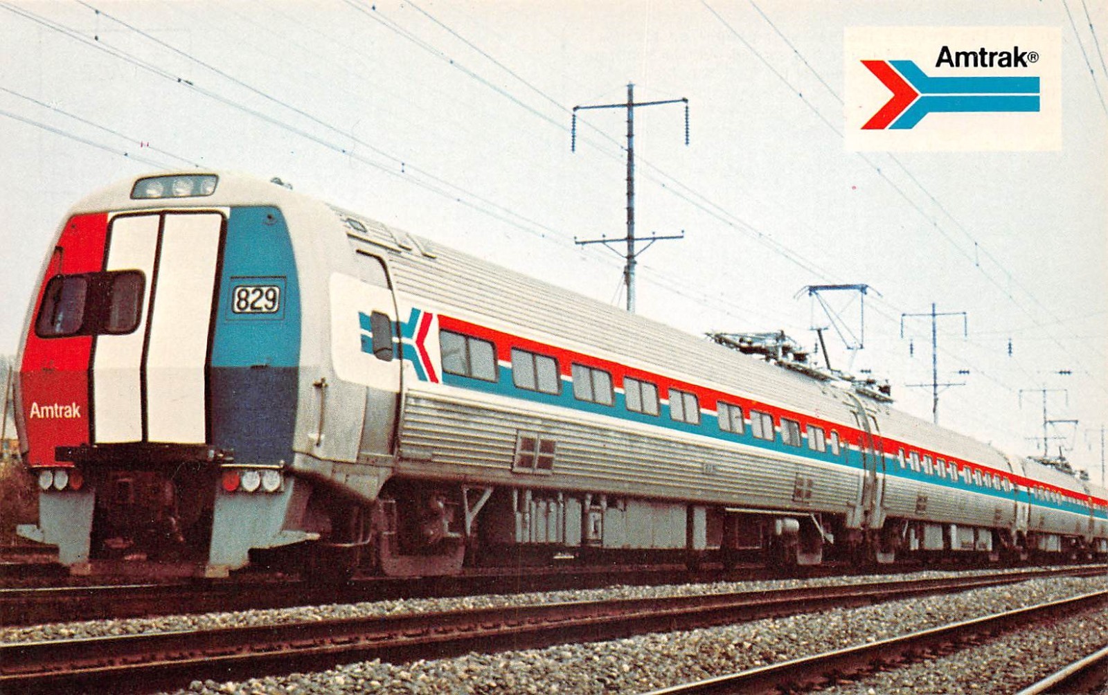 Amtrak Metroliner New York Haven Washington Passenger Locomotive Train Postcard