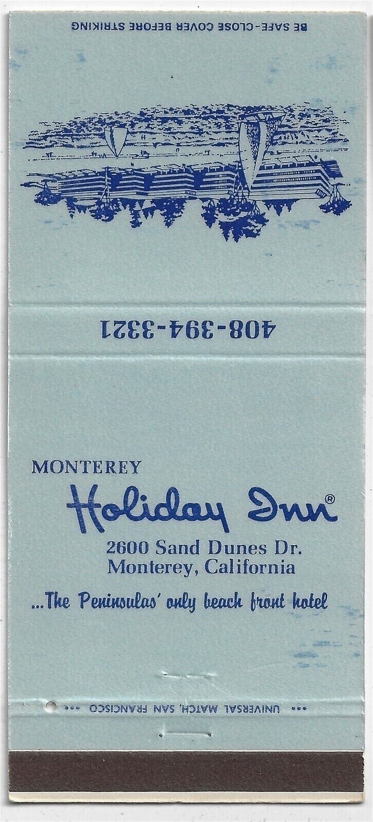 Vintage Matchbook Cover Holiday Inn Monterey Calif. Carmel Santa Cruz Concord