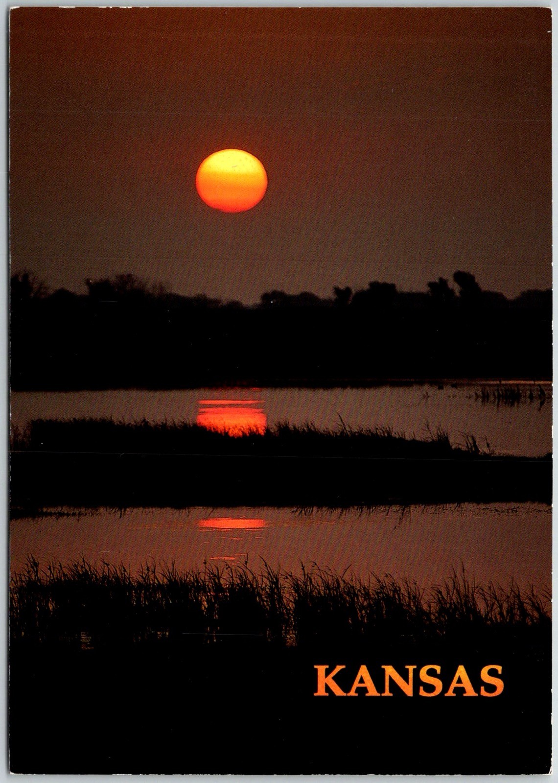 Quivira National Wildlife Refuge Kansas Sunset Reflection Stafford Postcard