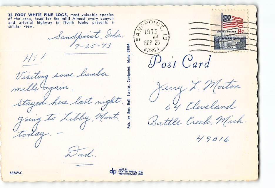 Postcard Logging Truck in North Idaho USA