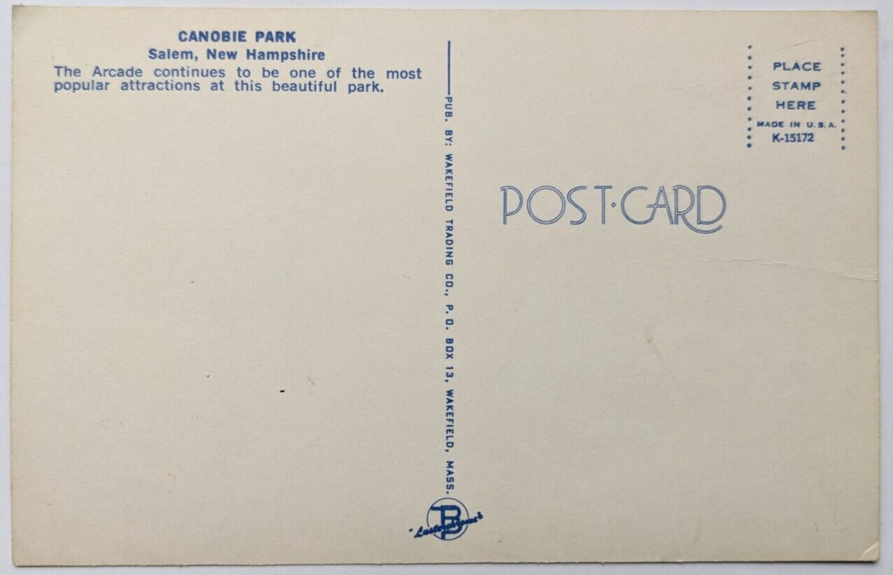 Canobie Park Salem New Hampshire Amusement Park Arcade Vintage Postcard c1960s