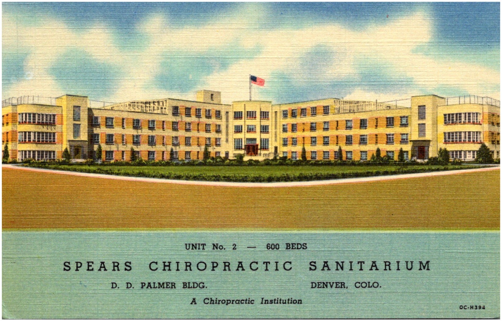 Spears Chiropractic Sanitarium Unit No. 2 Denver Colorado 1940s Linen Postcard