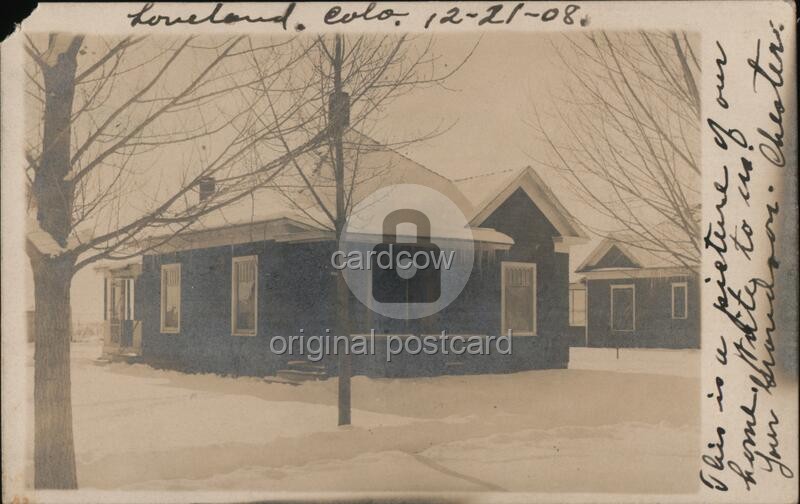 Loveland, Colorado CO House 1908 Original Vintage Real Photo Postcard RPPC