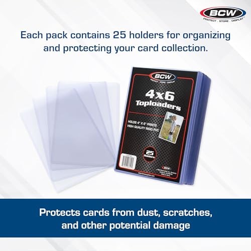 BCW (25) 4×6 Post Card & Photo Topload Holders – Rigid Plastic Sleeves Brand