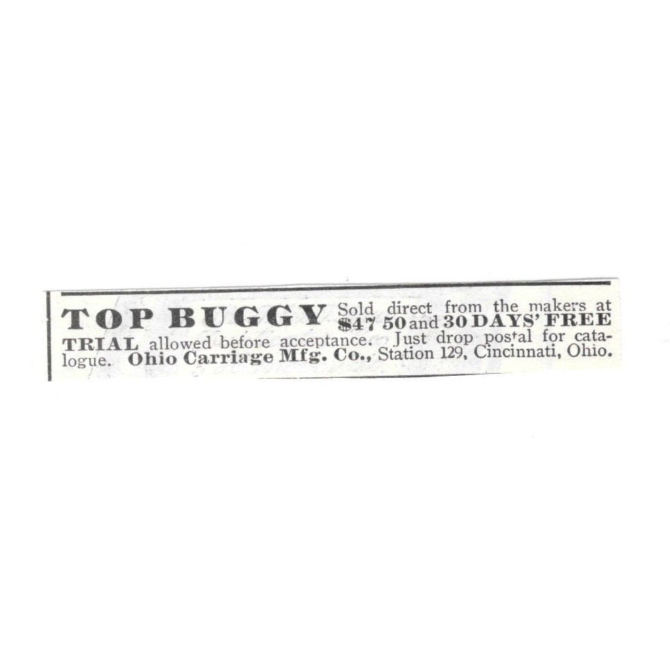 Ohio Carriage Mfg Co 30 Days Free Trial Cincinnati OH 1903 Magazine Ad SAG7-S22