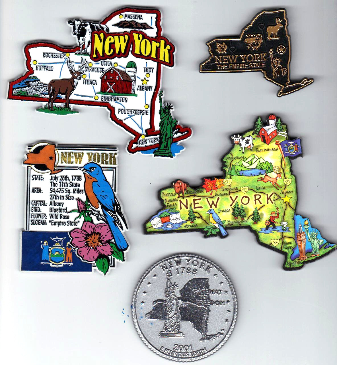 NEW YORK “THE EMPIRE STATE” STATE OUTLINE MAP MAGNET, NEW
