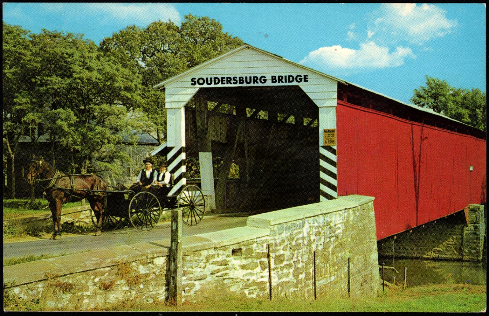 Postcard Famous Soudersburg Covered Bridge, Soudersburg, PA Chrome
