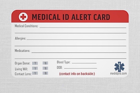 3PK-Emergency Medical ID Wallet Card for Medical Alert ID bracelet+Luggage Tags.