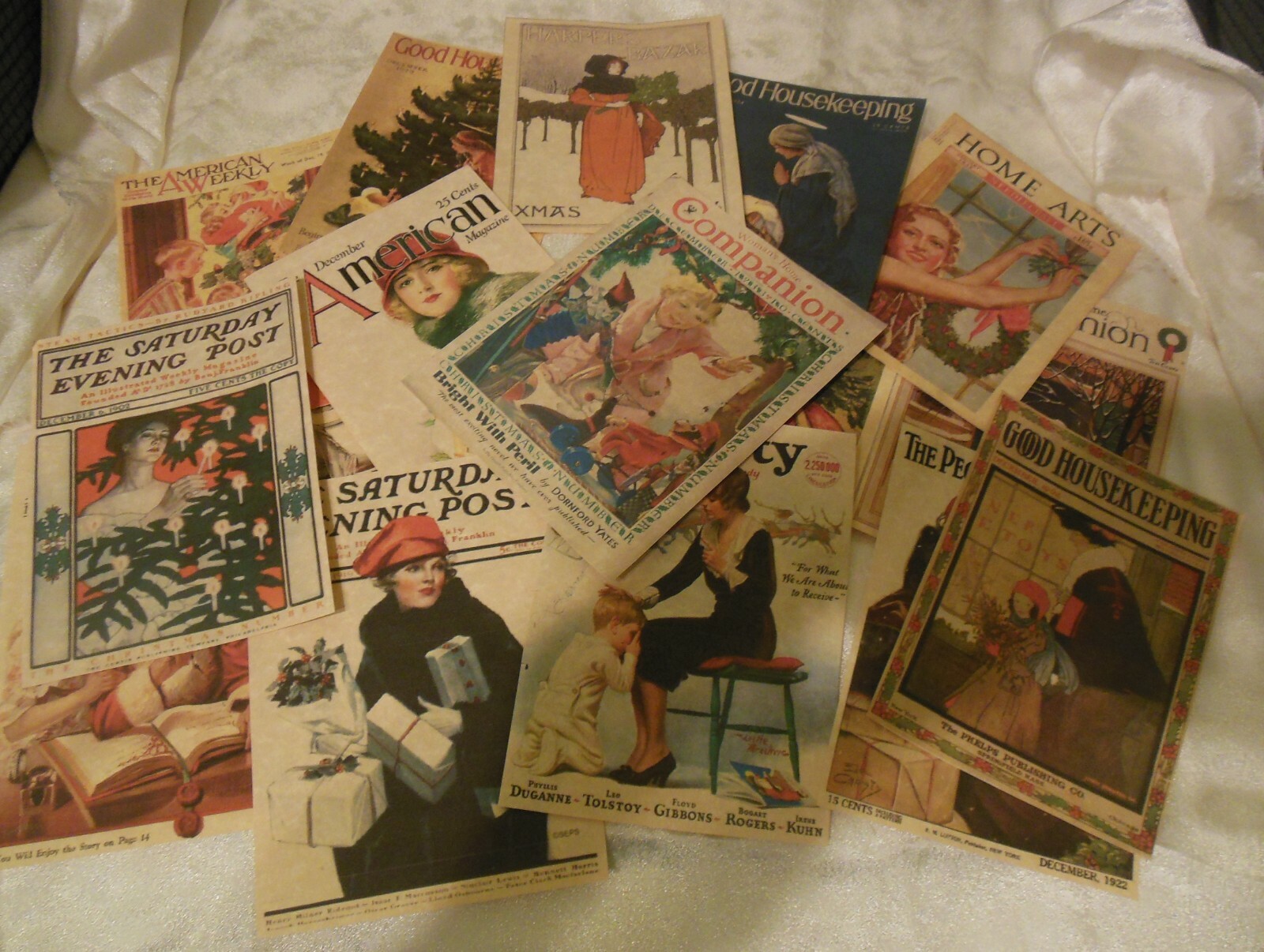 Set of 16 LARGE Vintage/Victorian Xmas Magazine Cover Images 1900’s to 1940’s