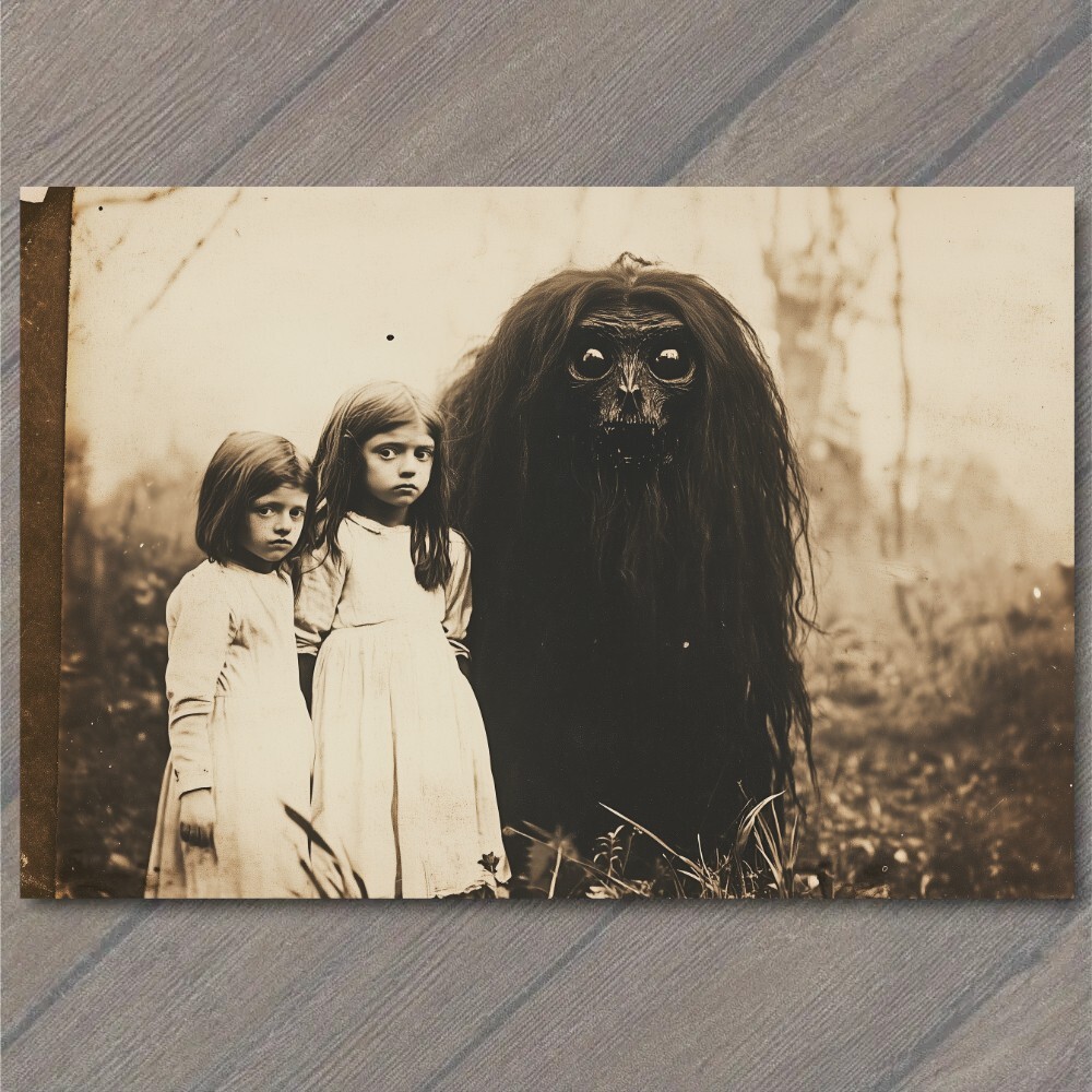 POSTCARD Weird Scary Vintage Monster Kid Halloween Cult Unusual Mask Strange Fun