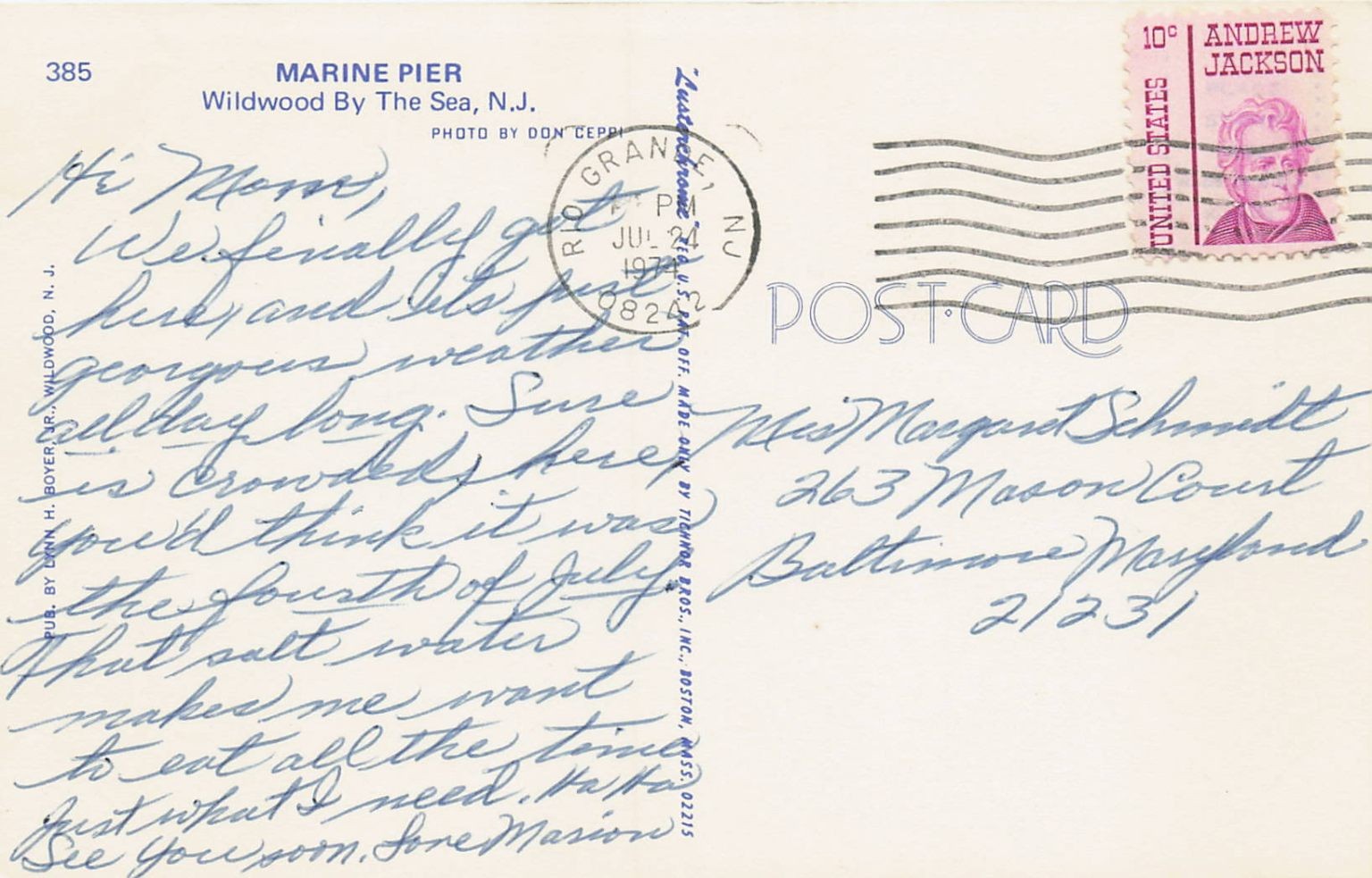 Wildwood NJ Marine Pier Night View 1978 Postcard Ferris Wheel Monster’s Den