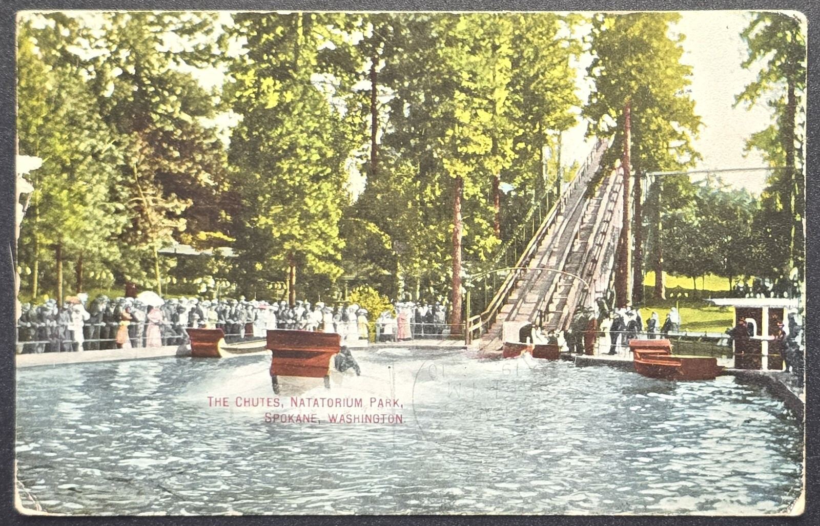 1910 Spokane WA – The Chutes Natatorium Park Early Amusement Ride – Postcard