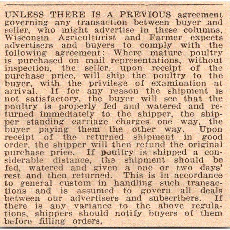 Agreement Governing Transaction Buyer & Seller 1940 Racine WI Clipping SAH5-M1
