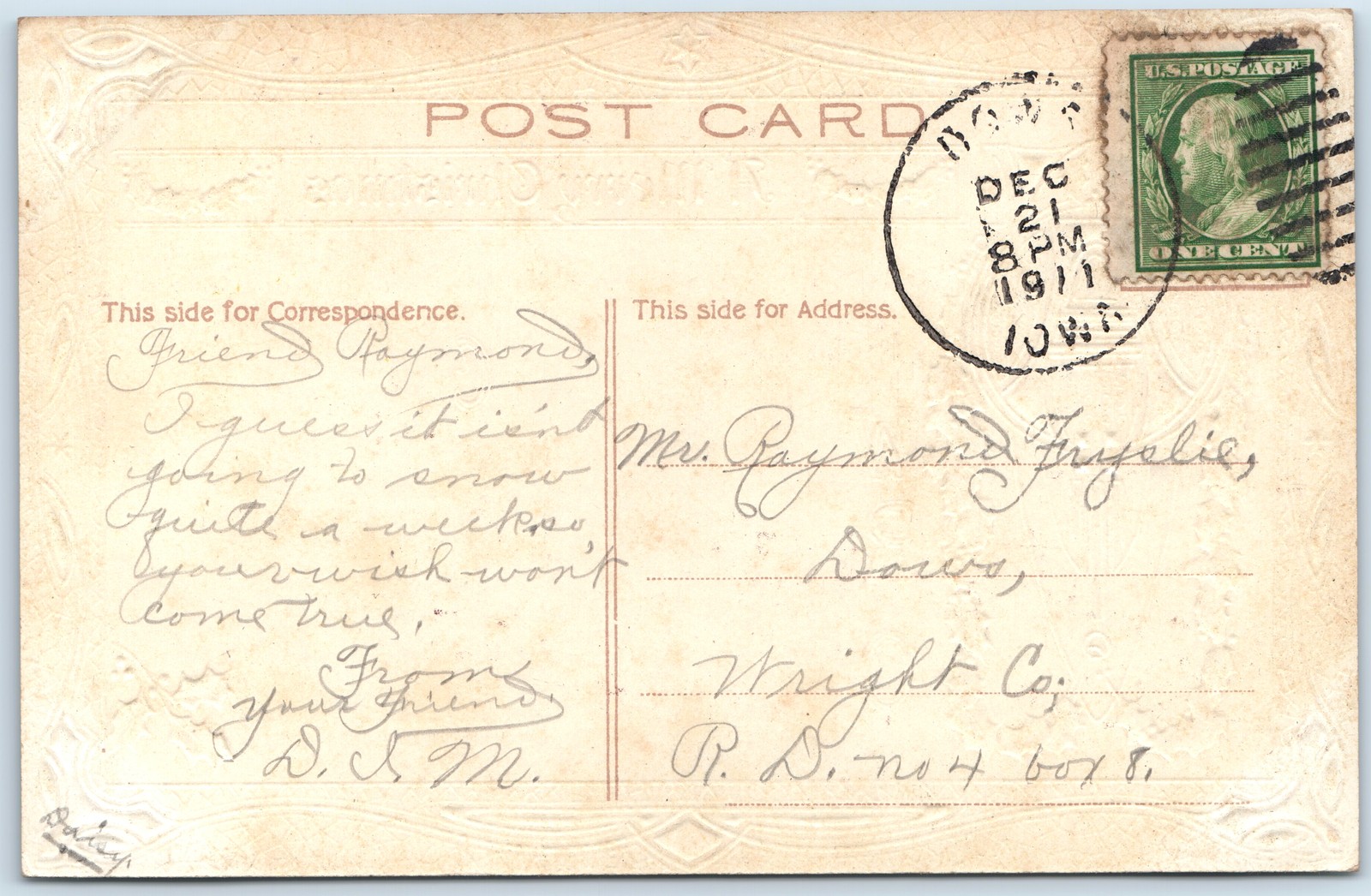c1910s Psychedelic Merry Christmas Greeting Artistic Embossed Xmas Postcard A206
