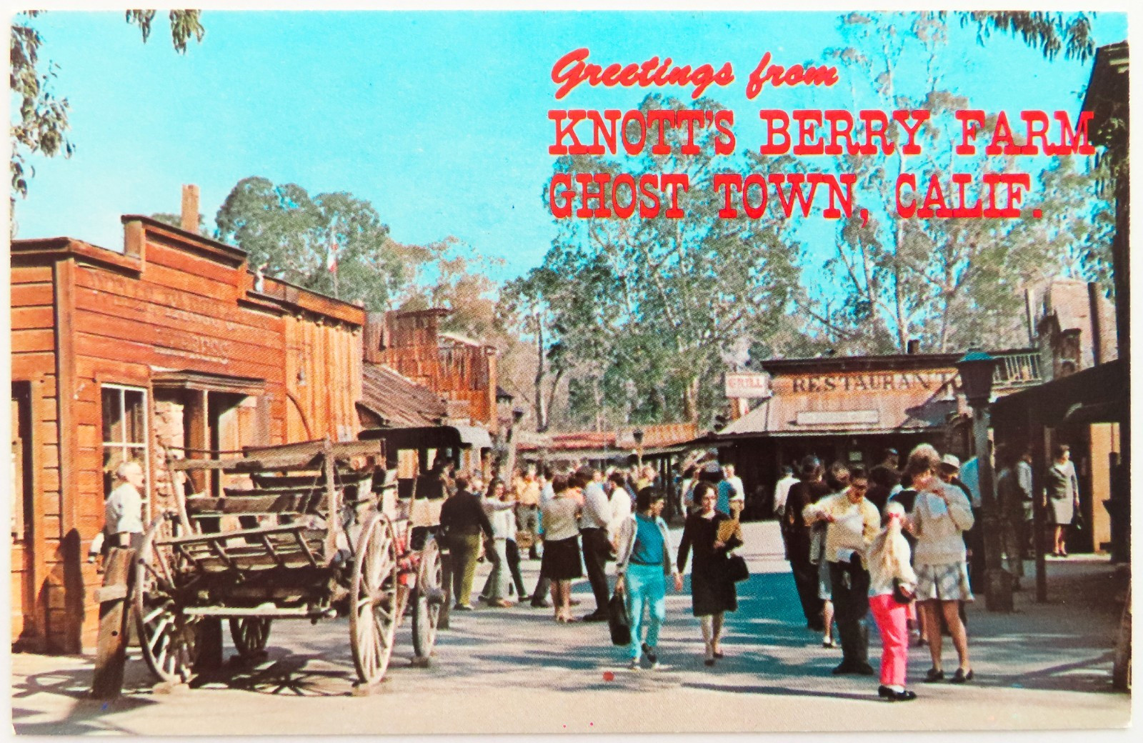 Knotts Berry Farm Ghost Town Postcard Vintage Chrome California People Travel CA