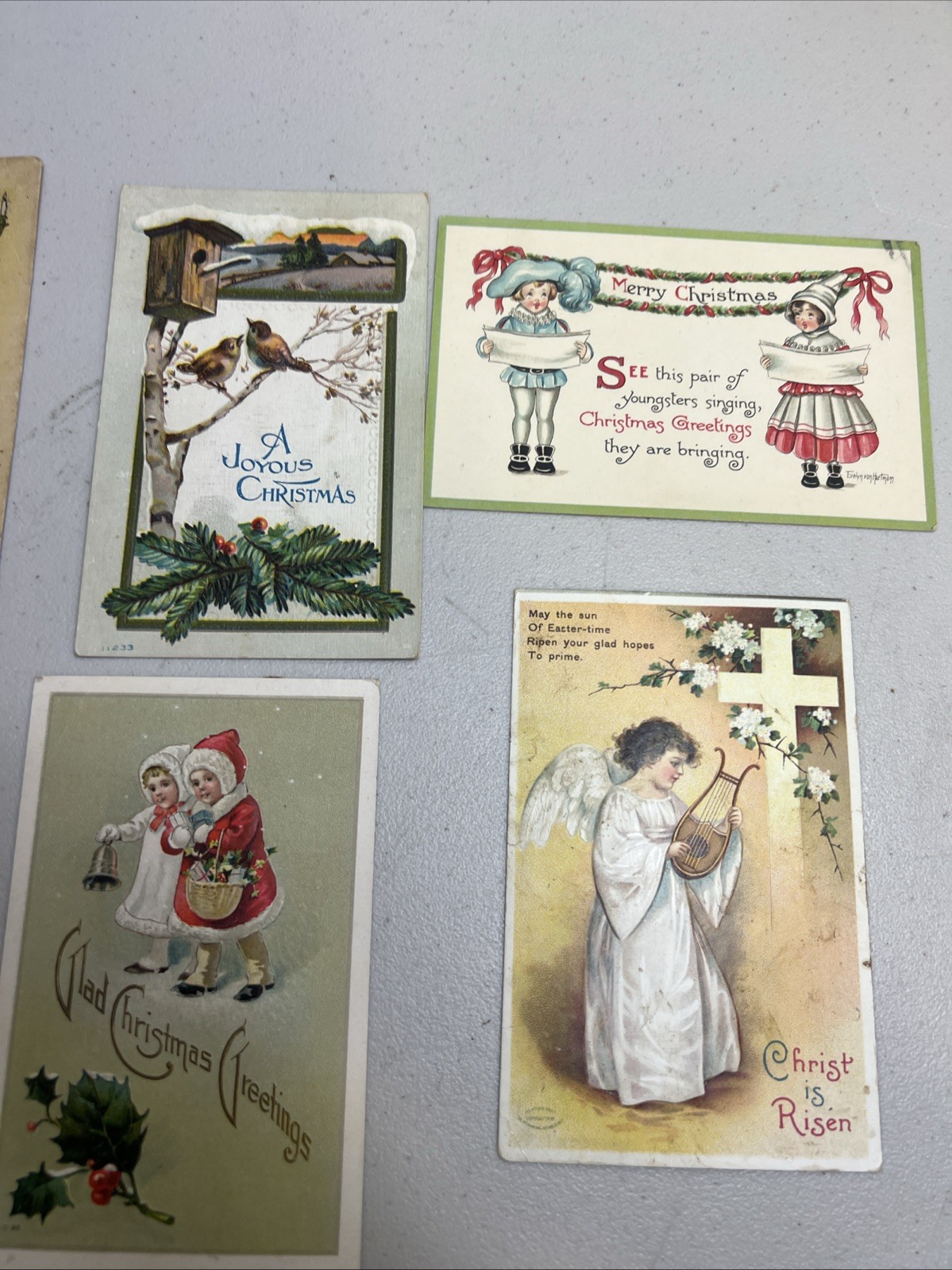 Lot Of 13 Vintage Christmas Postcards, Used, Early 1900s, Some Embossed