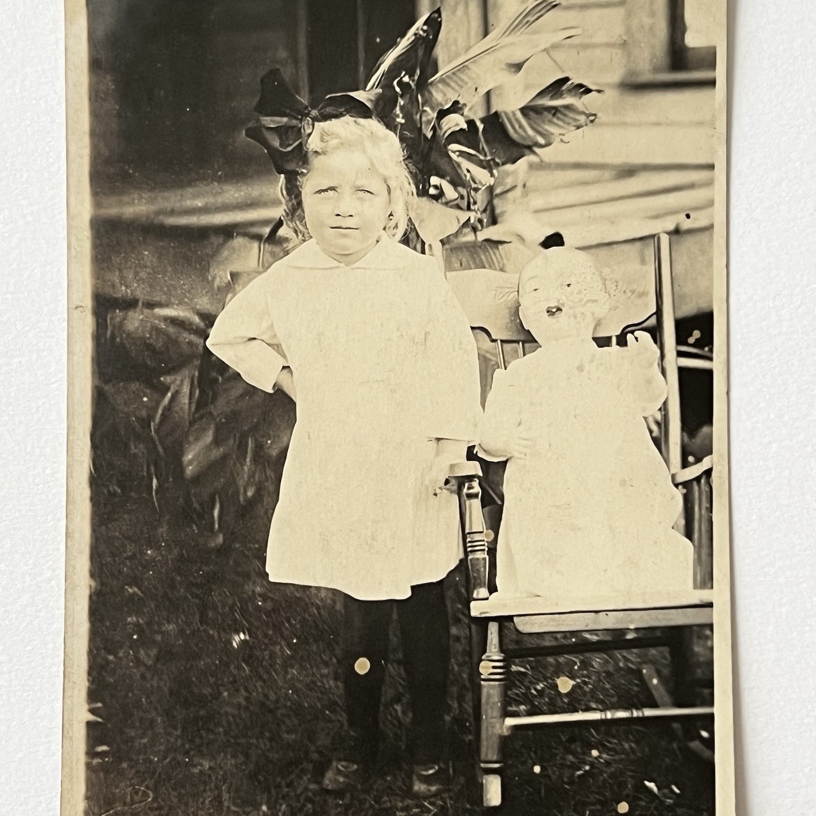 Antique RPPC Real Photograph Postcard Adorable Girl Creepy Weird Spooky Doll