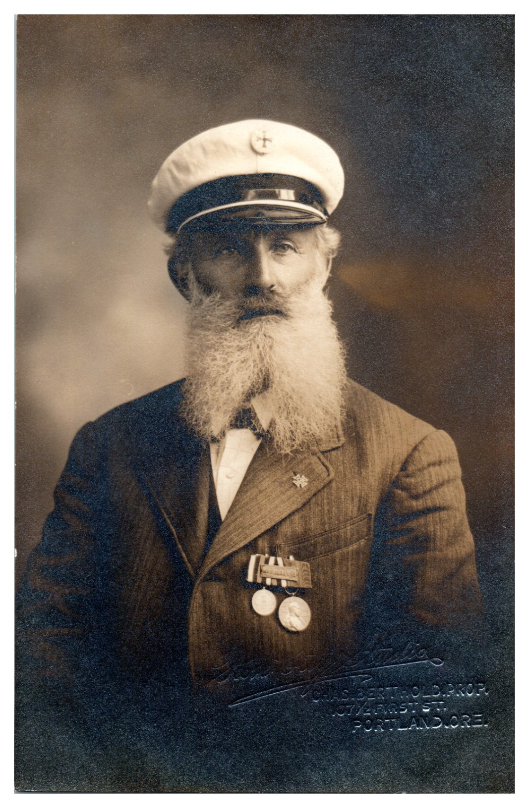 Portland OR German Franco Prussian War Veteran Medals RPPC Real Photo Postcard