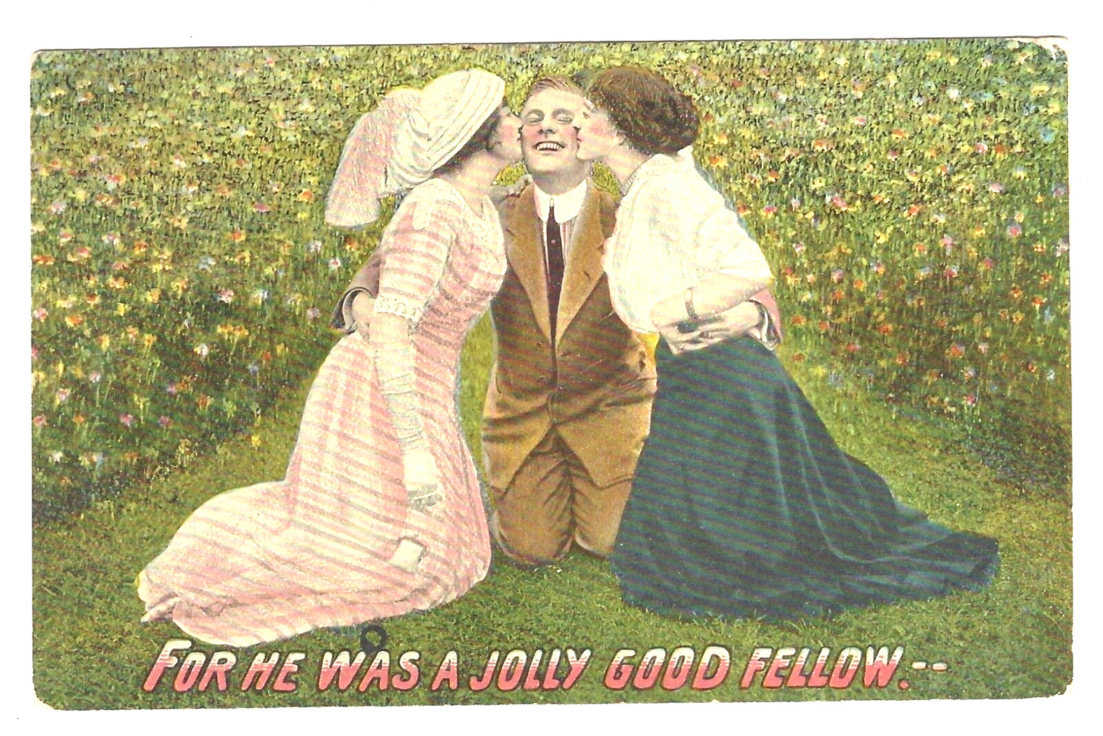 Postcard Divided 1910 USA Theochrom Series 1230-19 1 Cent Stamp – For He Was A