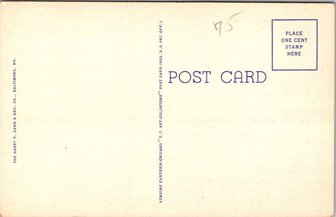 Norfolk VA Barracks G Recruit Training Unit 1940s Downtown View Linen Postcard