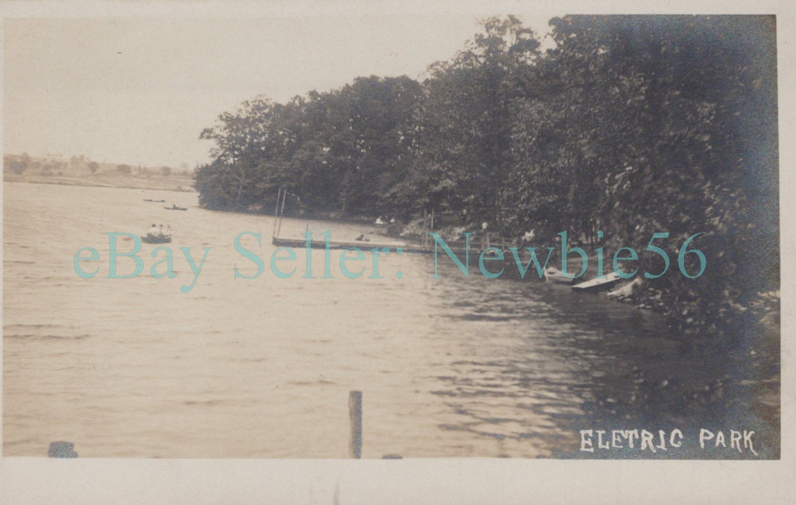 Kinderhook NY – LAKE DOCK AT ELECTRIC AMUSEMENT PARK – RPPC Postcard