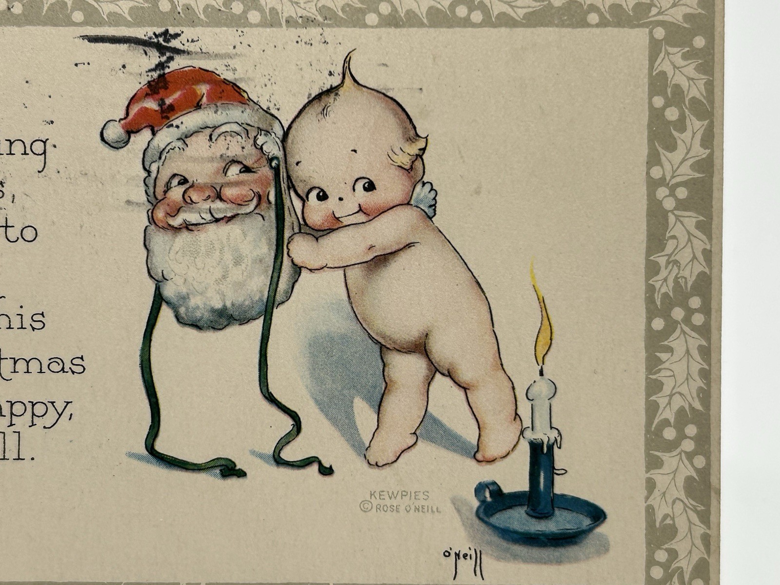 Gibson Rose O’Neill Kewpies Postcard Christmas Kewpie’s Playing Santa Claus