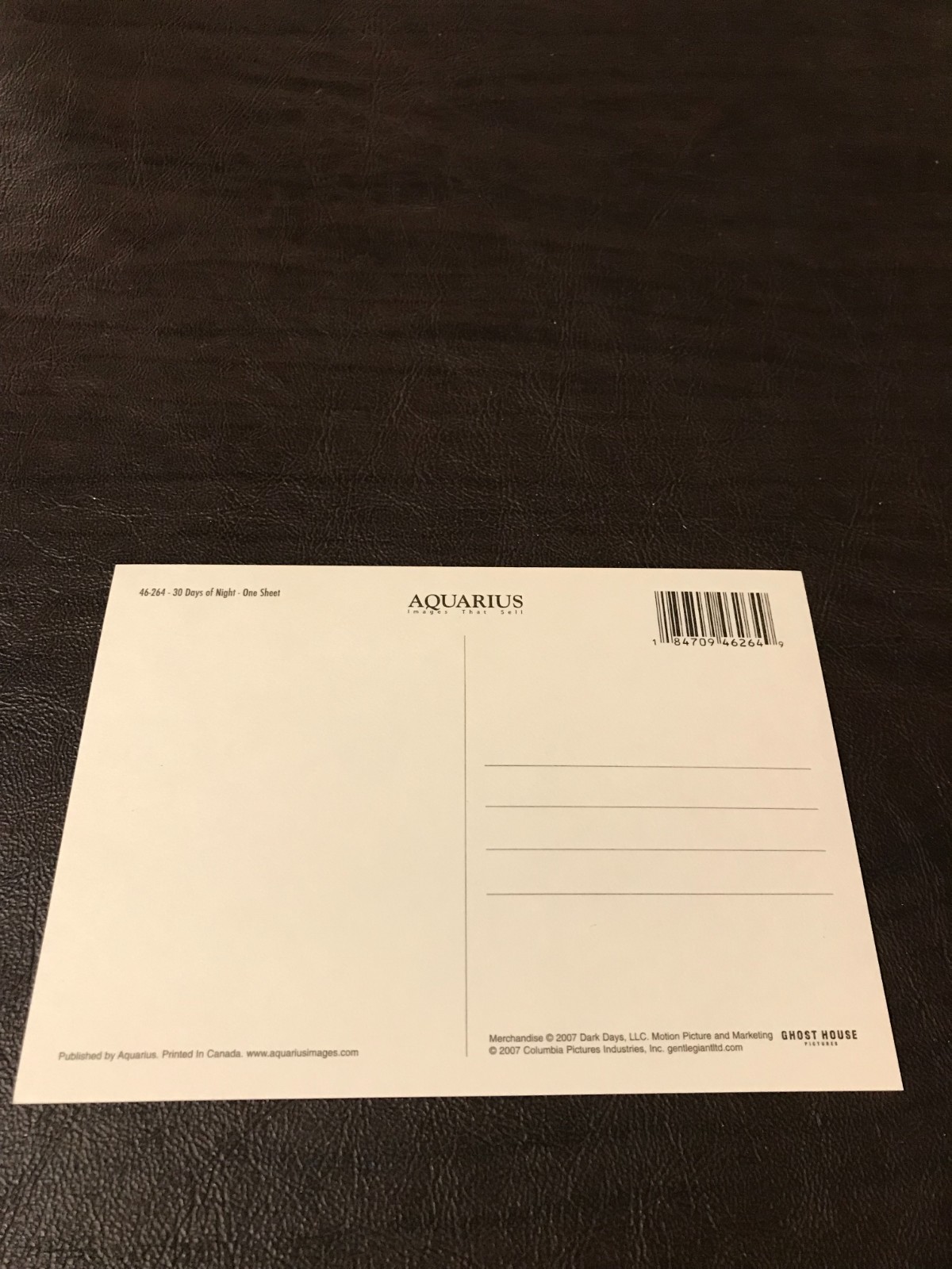 UNPOSTED MOVIE 4 X 6 POSTCARD – 30 DAYS OF NIGHT – ONE SHEET