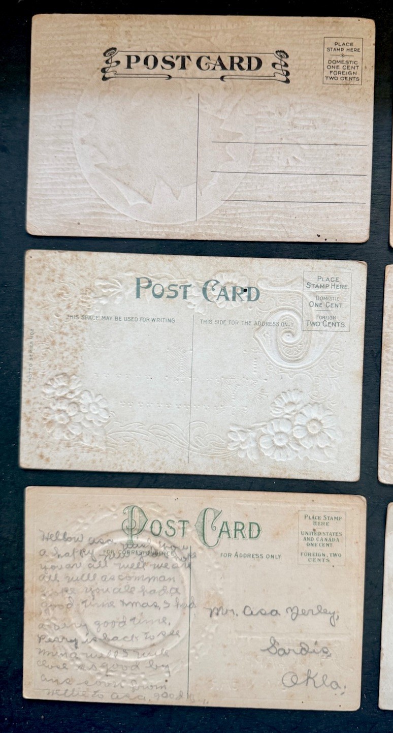 Embossed Victorian Early 1900s Postcards Greetings Floral Antique Vintage Set/10