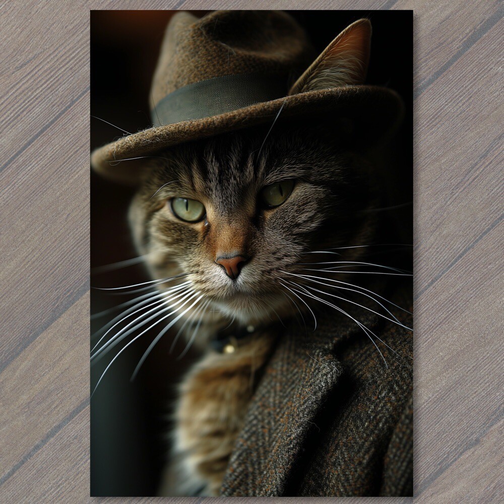 POSTCARD Cat In Jacket And Hat Weird Unusual Strange Cute Fun Humanized