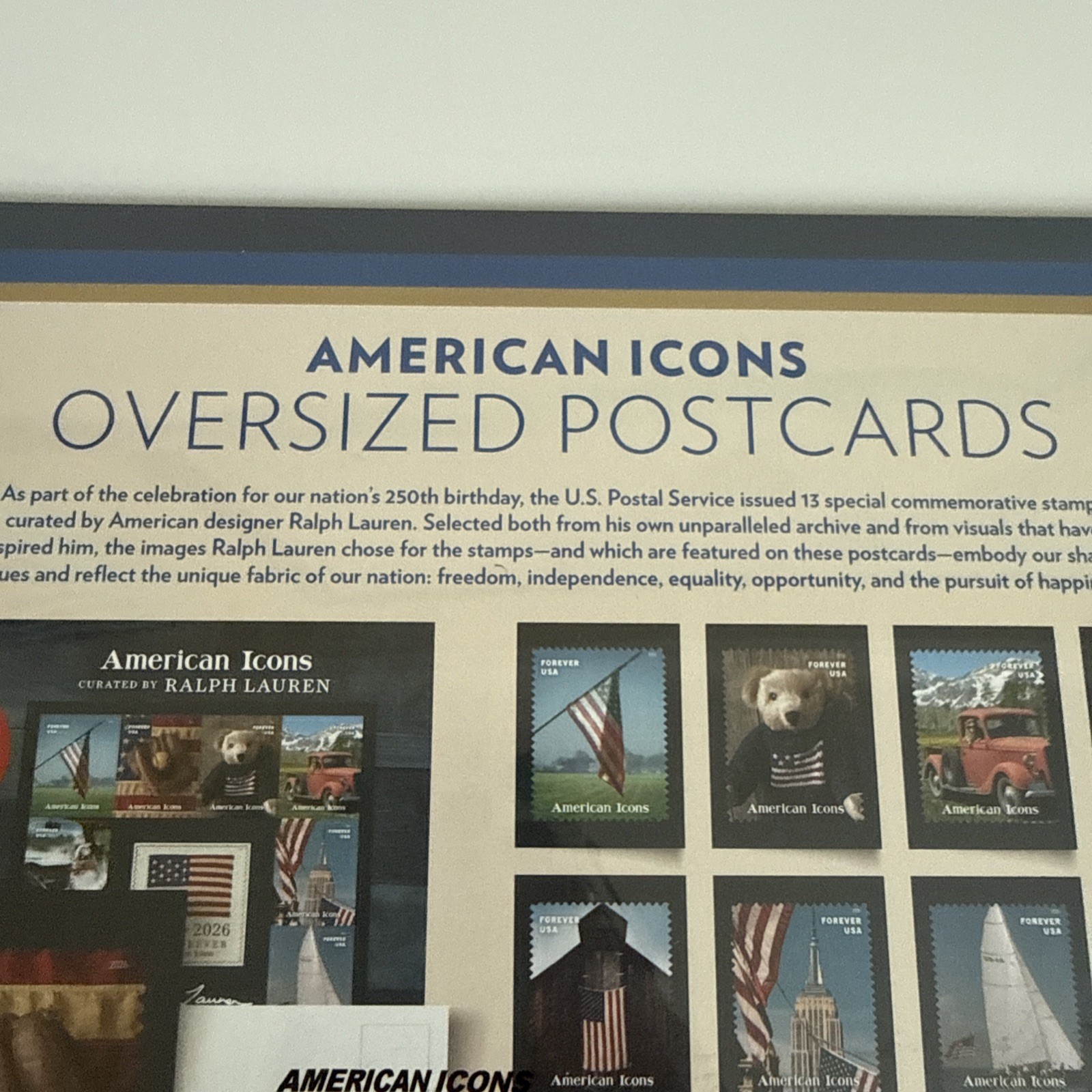 POLO RALPH LAUREN USA American Icons Oversized Postcards Set 1776 ⭐️ 2026