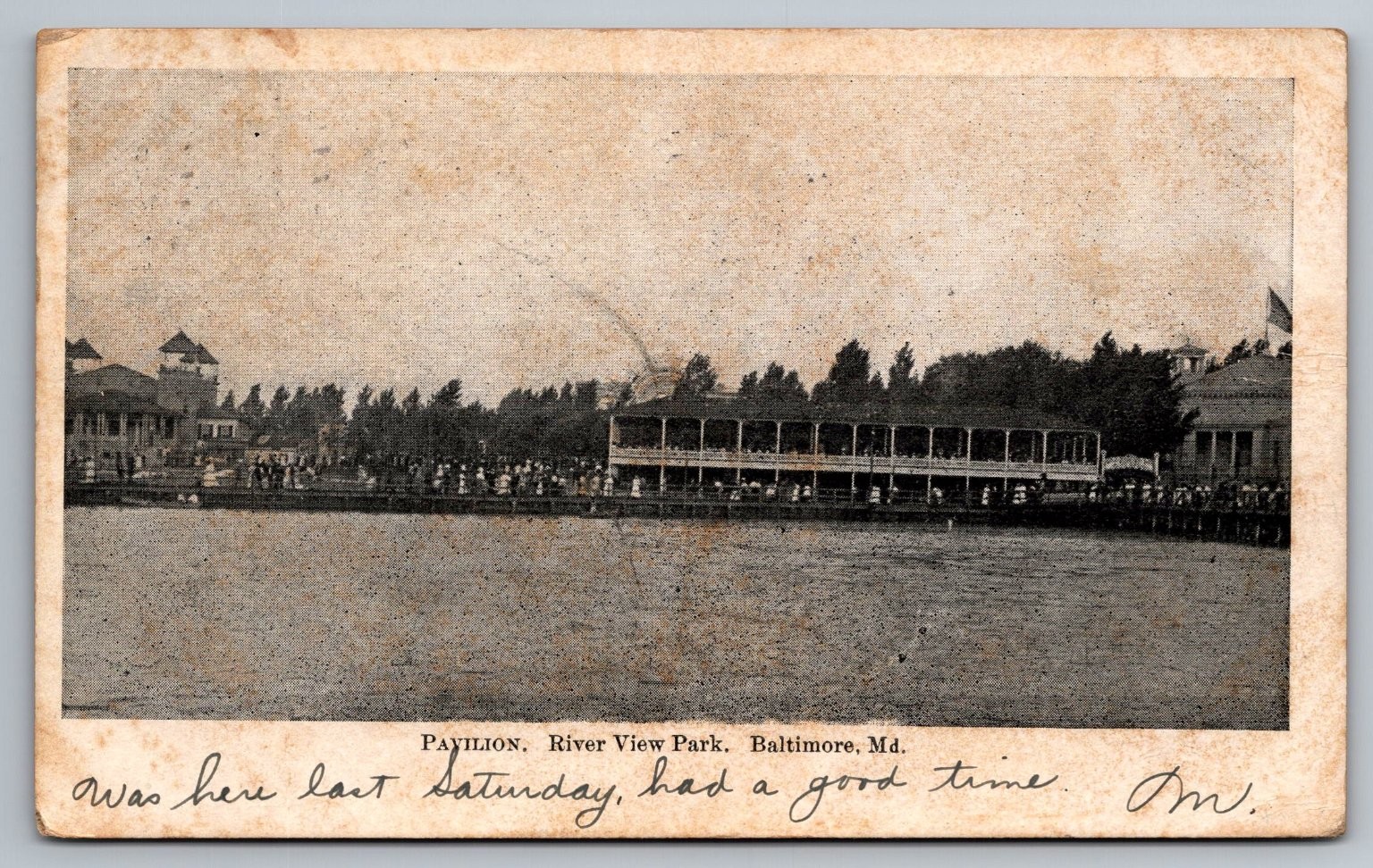1909 River View Park Pavilion Baltimore MD Postcard Posted