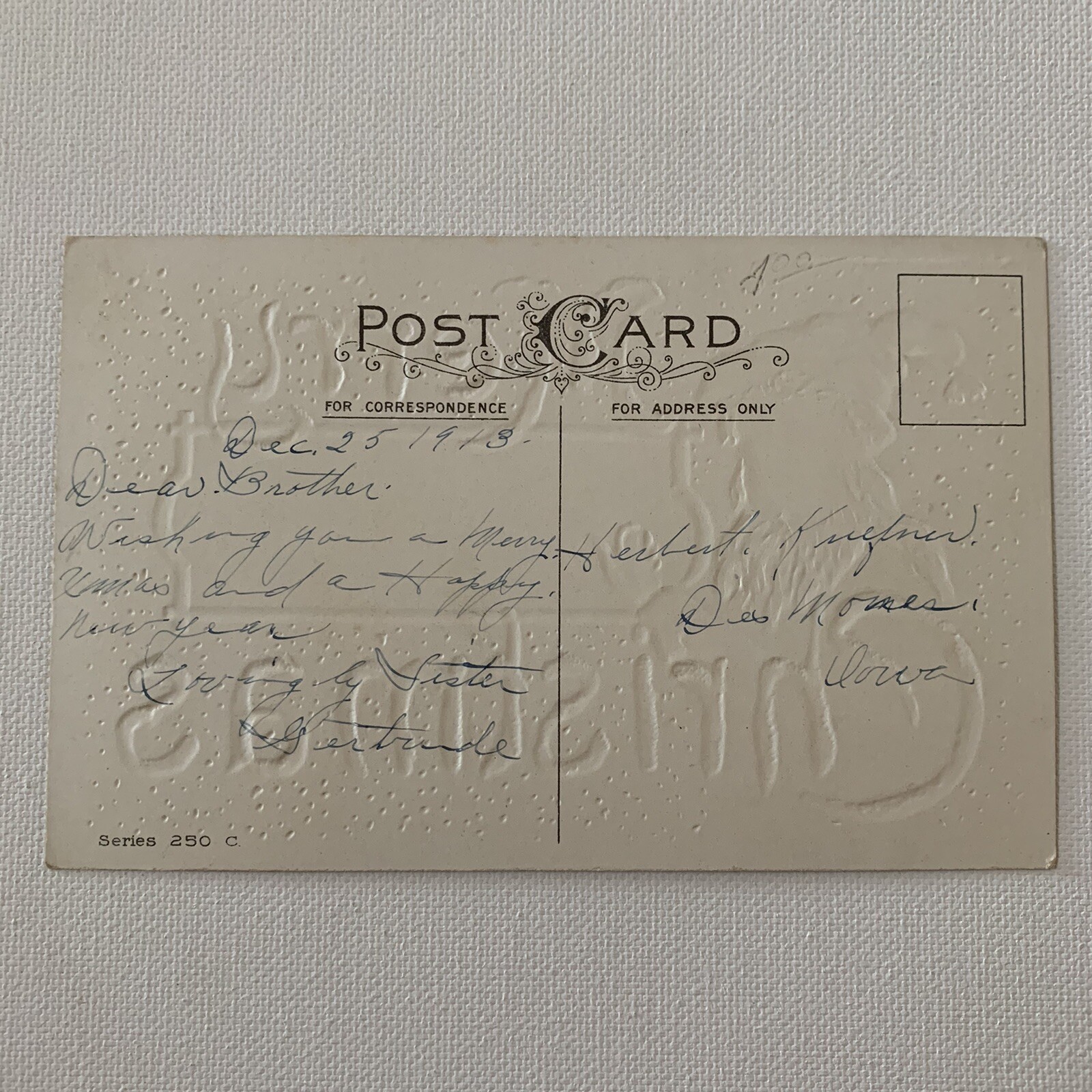 Antique Postcard Foil Embossed Christmas Beautiful Odd Lions Mane Santa 250 C