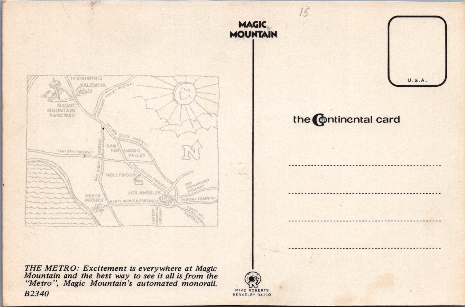 Magic Mountain Amusement Park Metro Monorail Night View Valencia postcard MP13