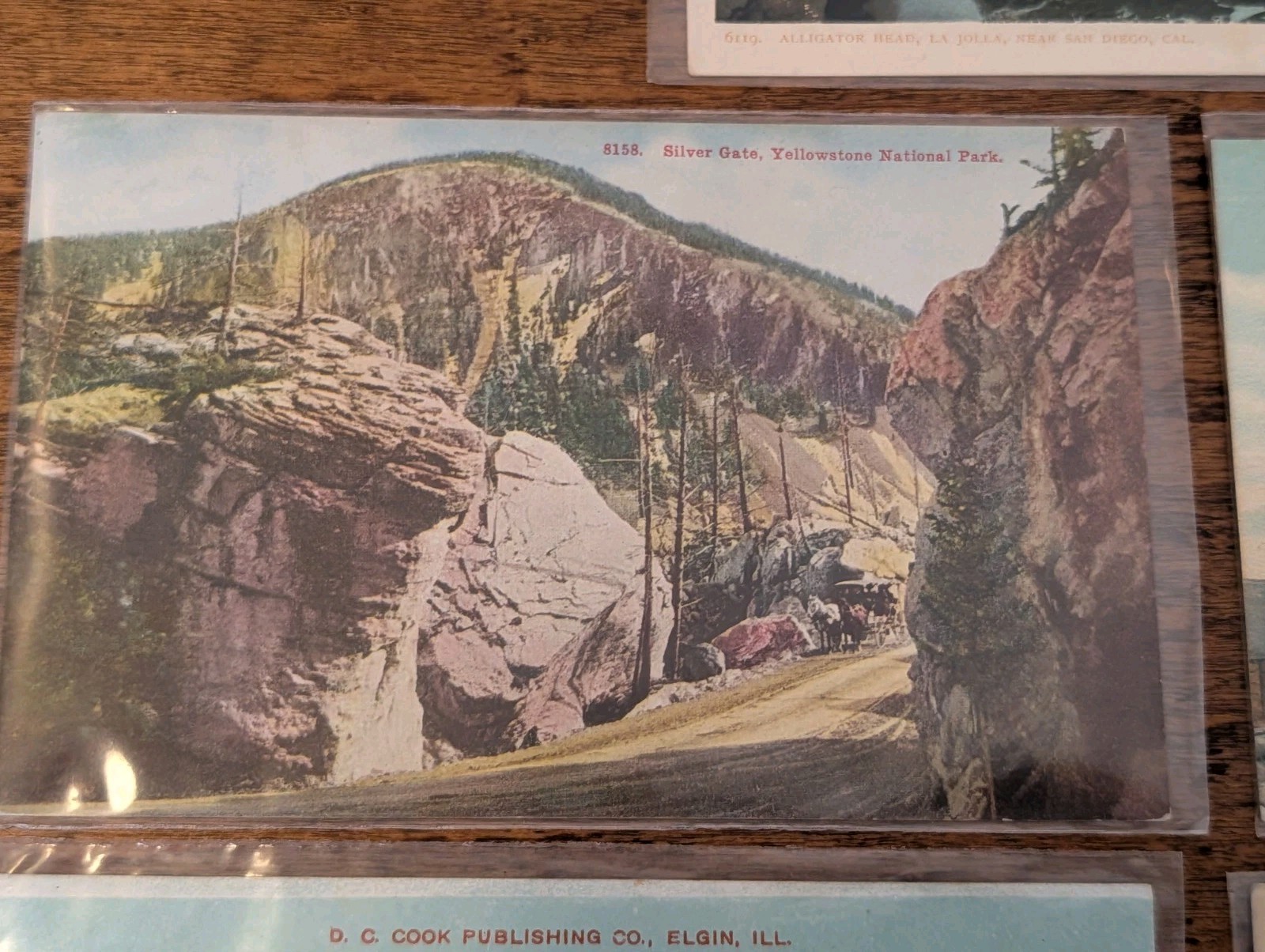 Lot 7 Unused Vintage Postcards Protective Sleeves 1940s Yellowstone Illinois