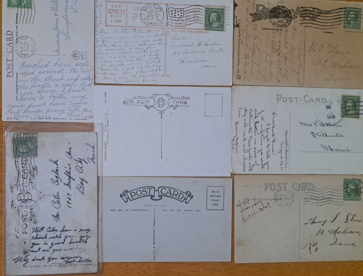 Lot of 8 COMIC/ HUMOR Vintage GREETING Postcards ca. 1900’s-1920’s
