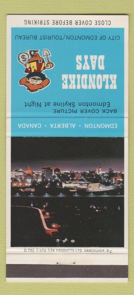 Matchbook Cover – Klondike Days Edmonton AB tourism 30 Strike