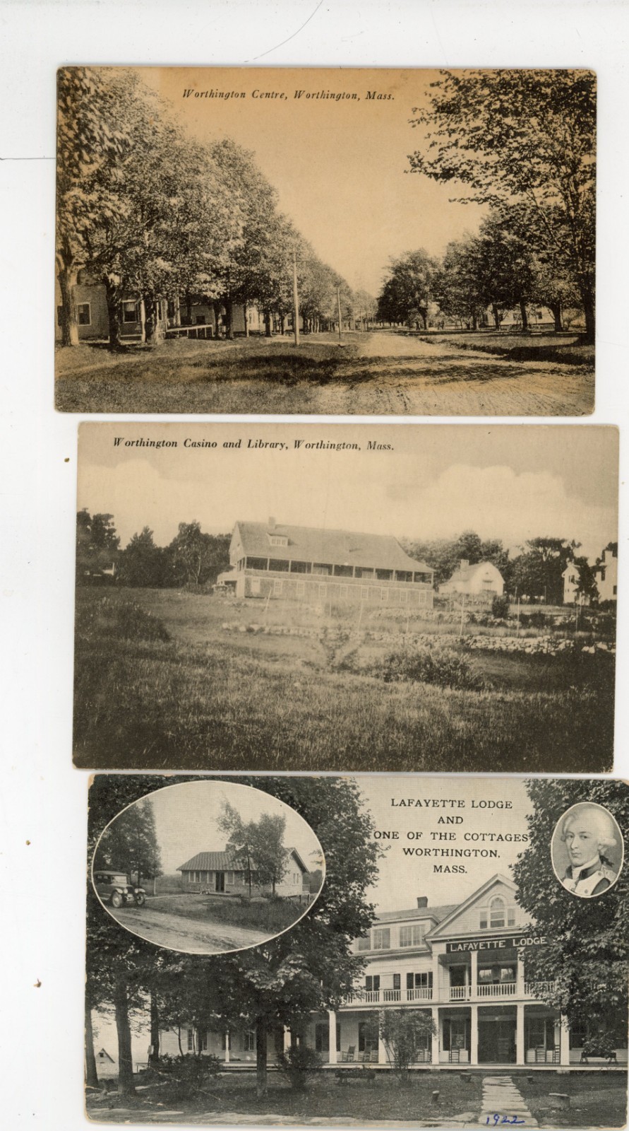 lot of 6 old Worthington MA postcards