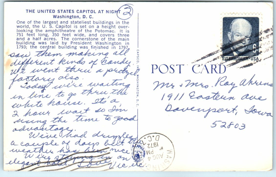 Postcard – The United States Capitol at Night, Washington, District of Columbia