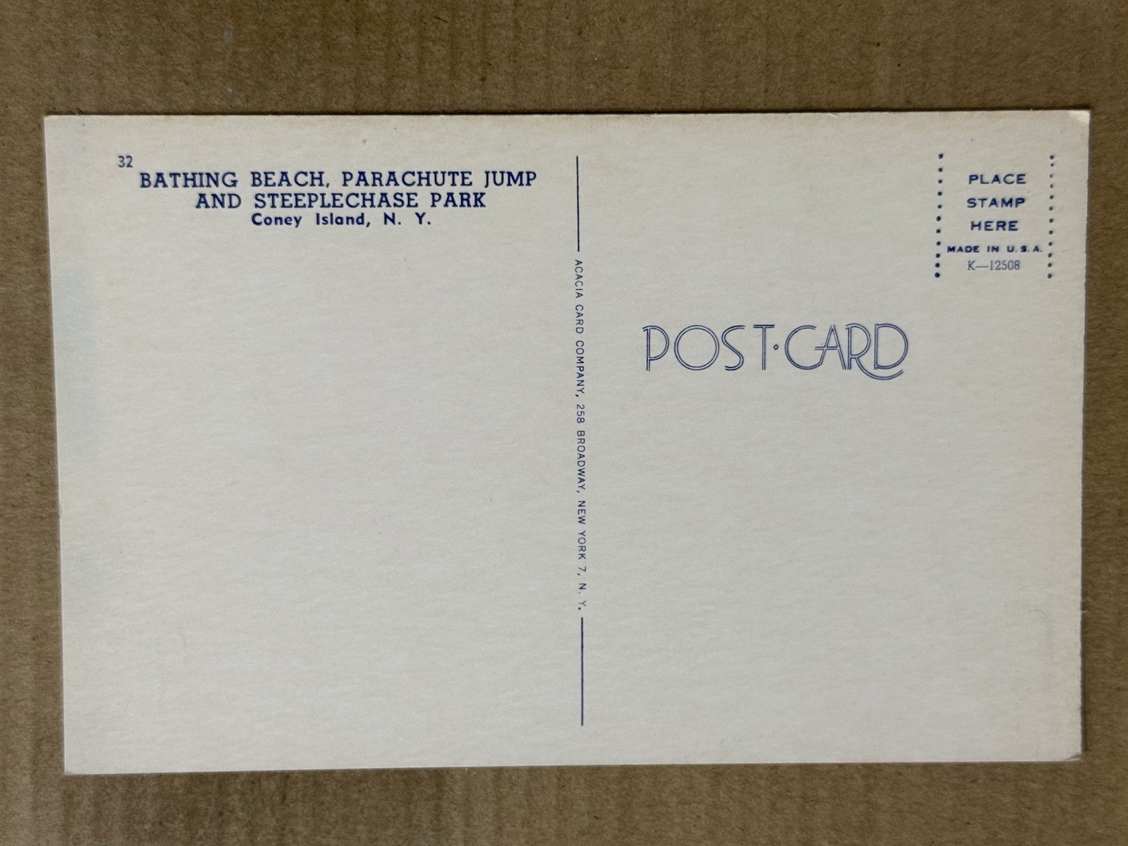 Postcard Coney Island New York Beach Steeplechase Amusement Park Parachute Jump