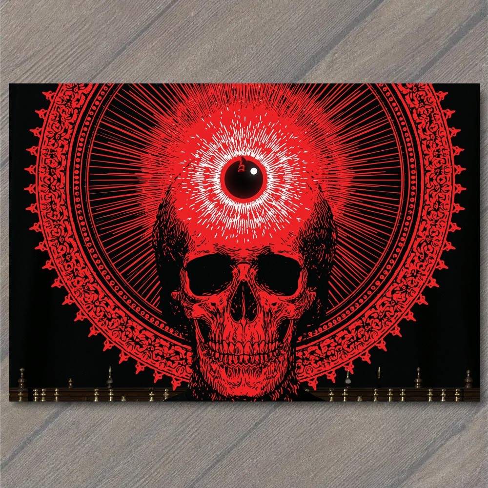 POSTCARD Red Skull Eye Dark Gothic Horror Graphic Surreal Weird Strange