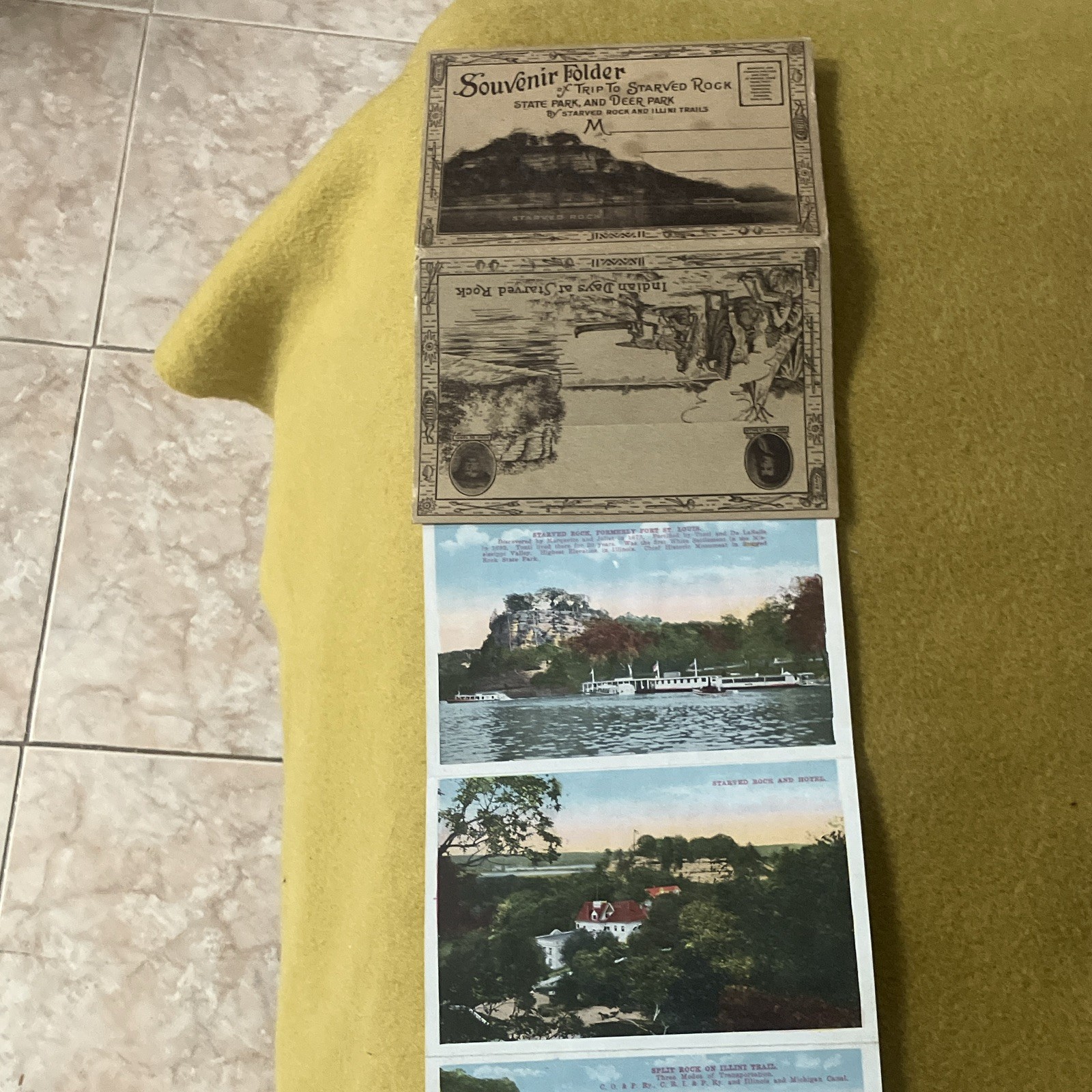 Vintage 30s-40s Fold-Out Souvenir Folder Indian Days at starved Rock 11 set
